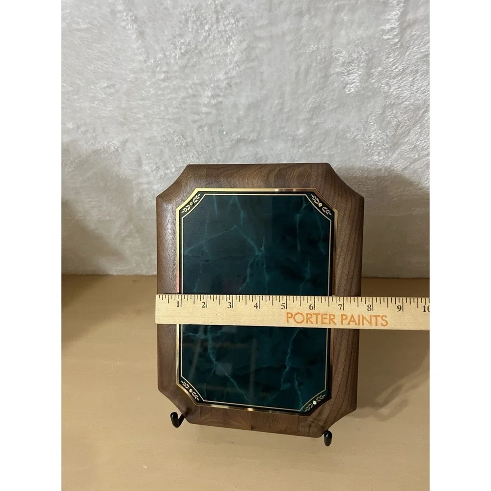 Airflyte Walnut Award Plaque Blank 10x8 Green Marble Look Wall/Tabletop